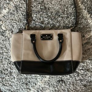Kate Spade Black and Cream Satchel with Structured Design